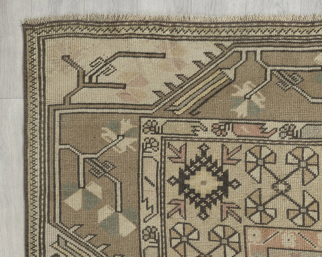 Terracotta Turkish Oushak Rug 6'3" x 9'6" Hand-Knotted border
