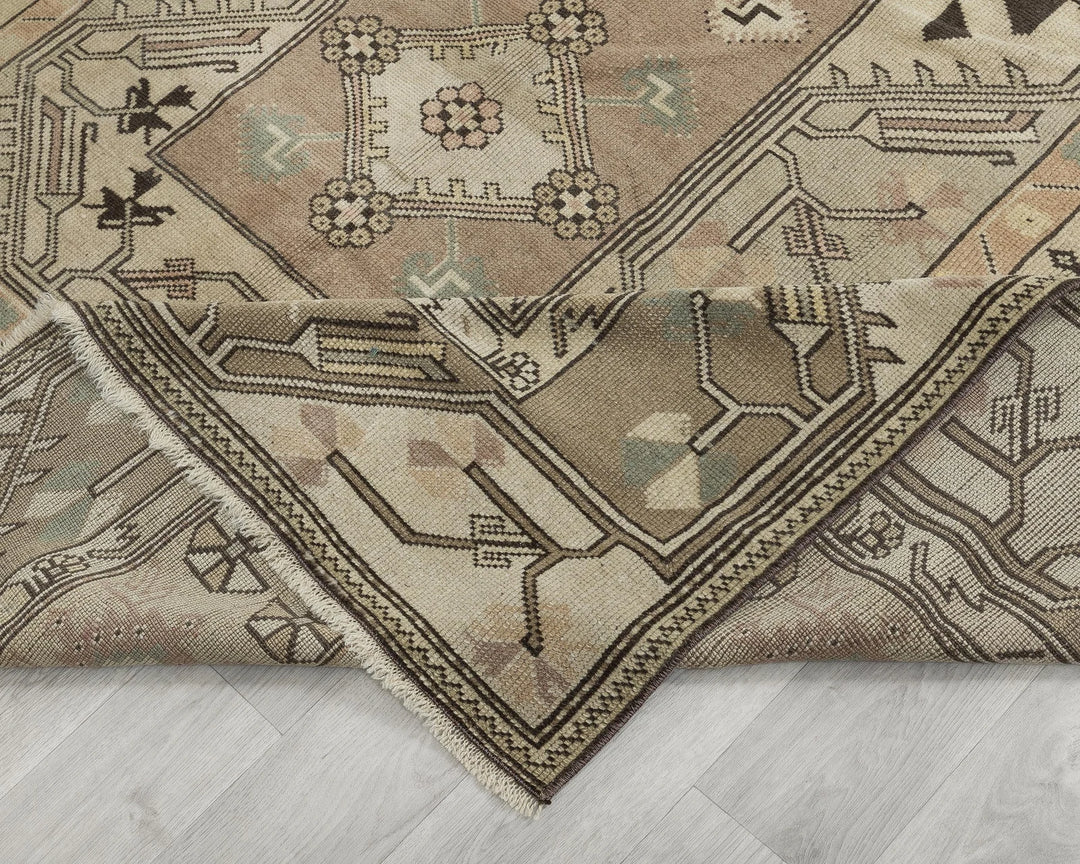 Terracotta Turkish Oushak Rug 6'3" x 9'6" Hand-Knotted field