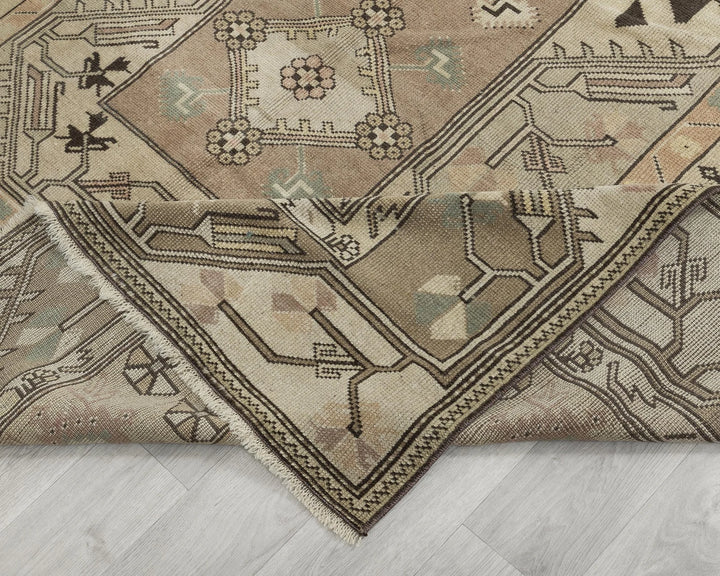 Terracotta Turkish Oushak Rug 6'3" x 9'6" Hand-Knotted field