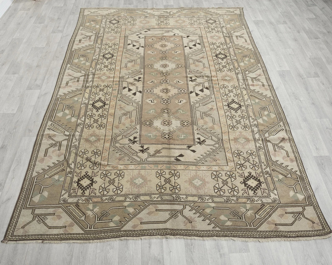 Terracotta Turkish Oushak Rug 6'3" x 9'6" Hand-Knotted reverse