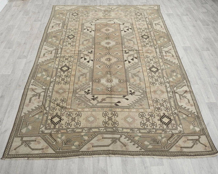 Terracotta Turkish Oushak Rug 6'3" x 9'6" Hand-Knotted reverse