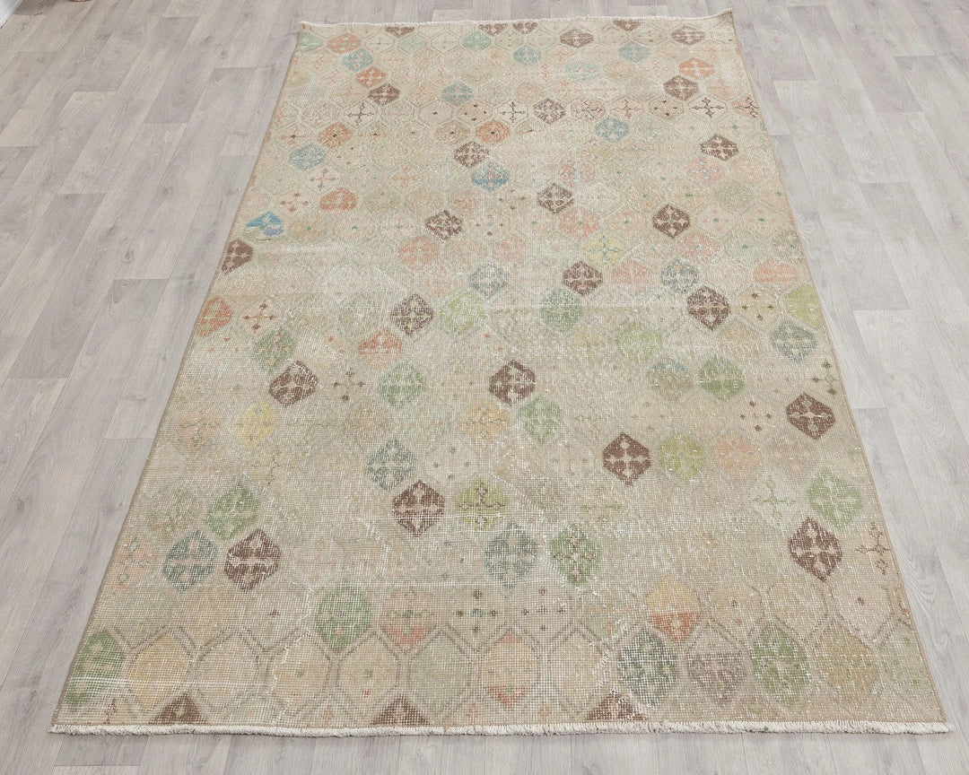 Multicolor Turkish Oushak Rug 4' 4" x 7' 7" Hand-Knotted | No. VR90258