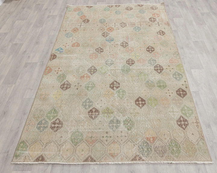 Multicolor Turkish Oushak Rug 4' 4" x 7' 7" Hand-Knotted | No. VR90258