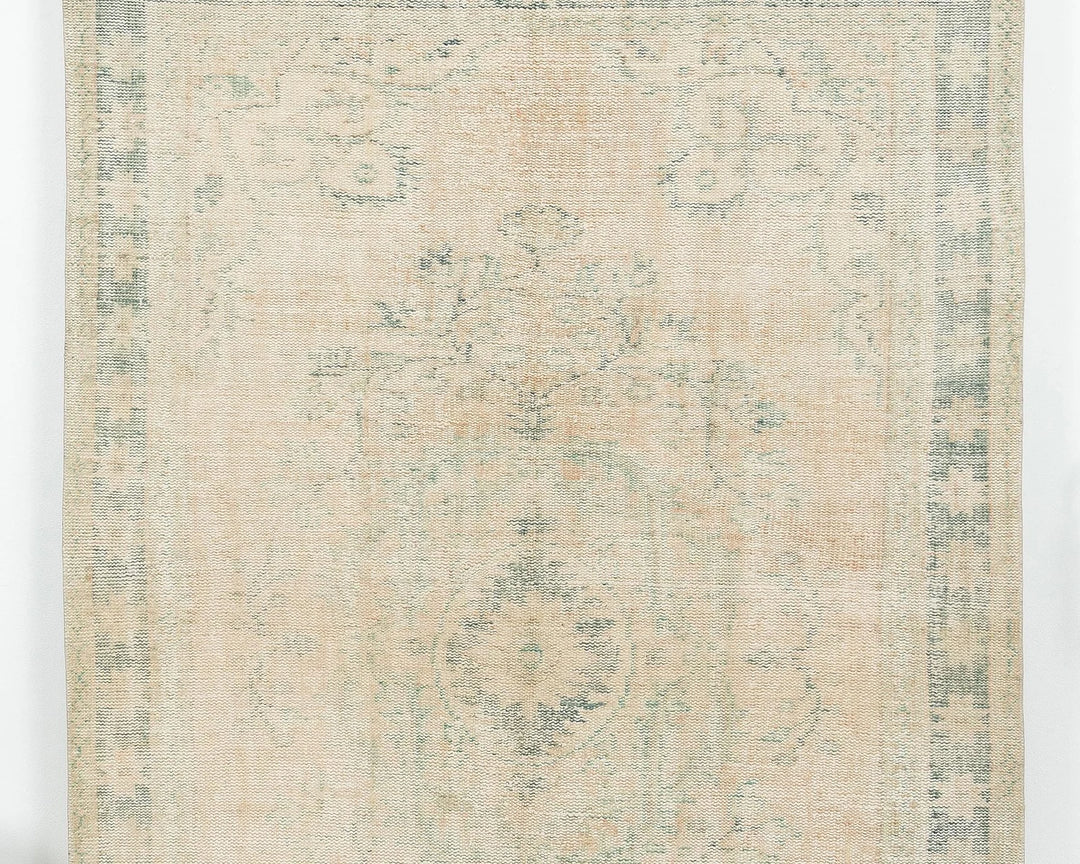 Beige Turkish Oushak Rug 5' 9" x 8' 11" Hand-Knotted | No. VR90310