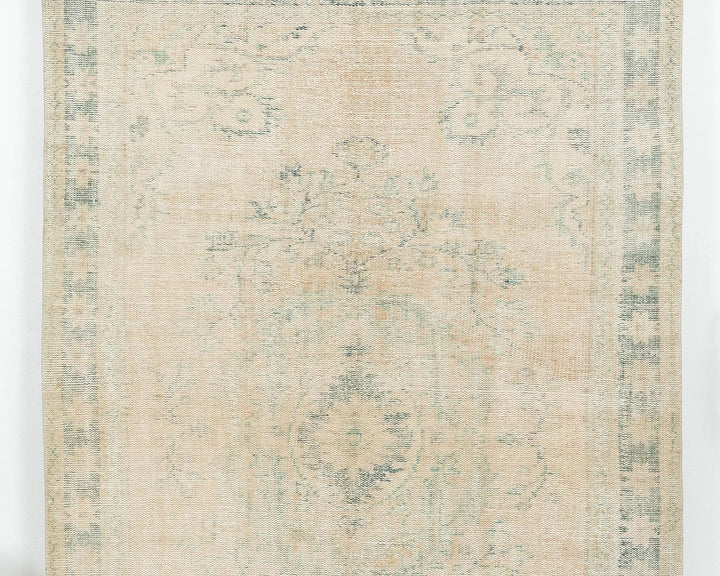 Beige Turkish Oushak Rug 5' 9" x 8' 11" Hand-Knotted | No. VR90310