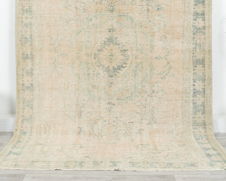Beige Turkish Oushak Rug 5' 9" x 8' 11" Hand-Knotted | No. VR90310