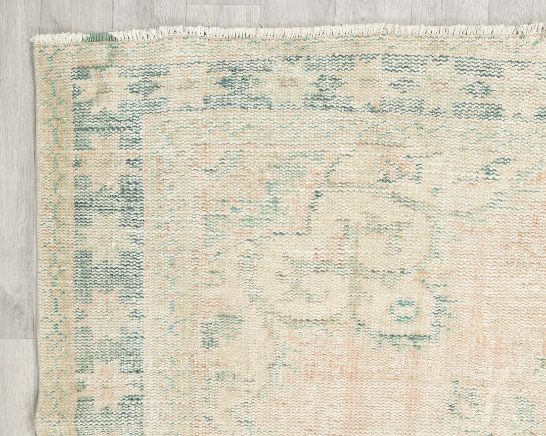 Beige Turkish Oushak Rug 5' 9" x 8' 11" Hand-Knotted | No. VR90310