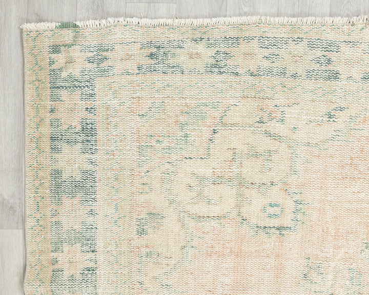 Beige Turkish Oushak Rug 5' 9" x 8' 11" Hand-Knotted | No. VR90310