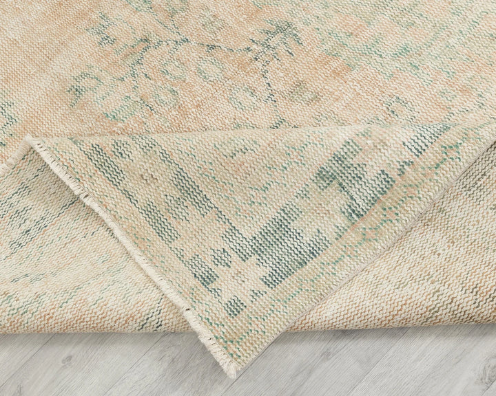 Beige Turkish Oushak Rug 5' 9" x 8' 11" Hand-Knotted | No. VR90310