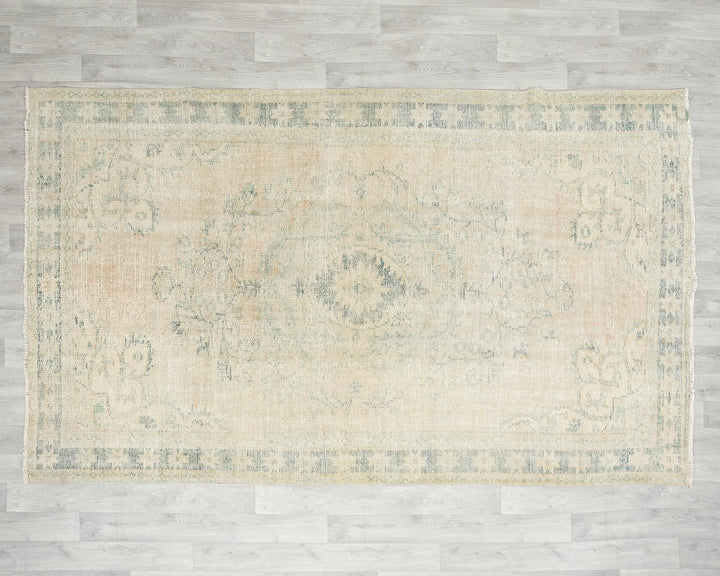 Beige Turkish Oushak Rug 5' 9" x 8' 11" Hand-Knotted | No. VR90310