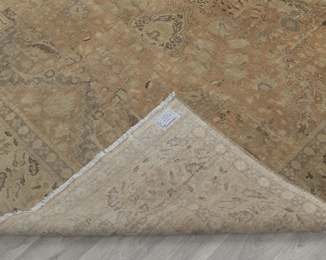 Beige Turkish Oushak Rug 7' x 10' Hand-Knotted texture