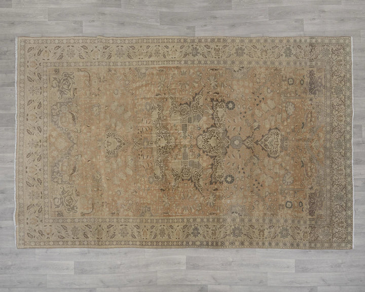 Beige Turkish Oushak Rug 7' x 10' Hand-Knotted reverse