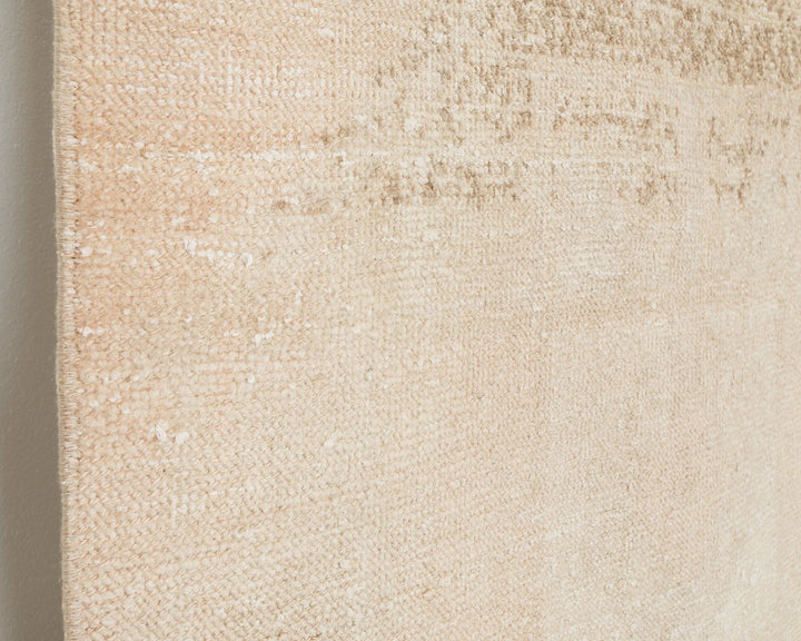 Beige Turkish Oushak Rug 3' 1" x 13' 3" Hand-Knotted close-up