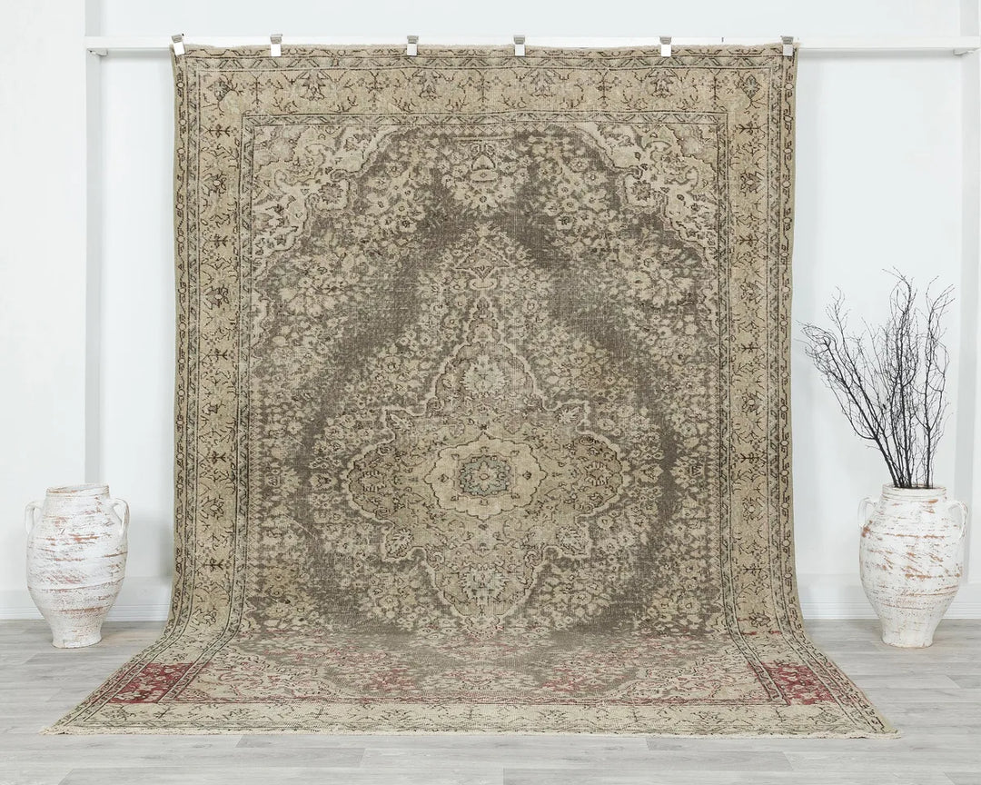 Multicolor Turkish Oushak Rug 6' 11" x 9' 11" Hand-Knotted