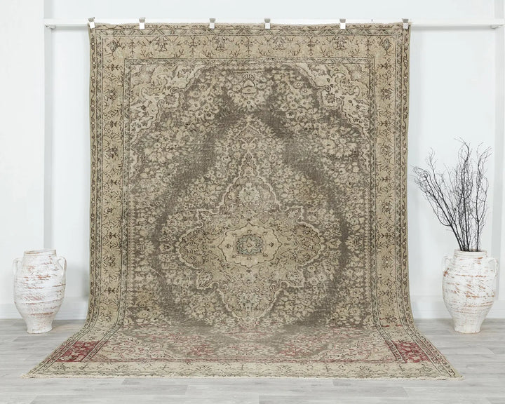 Multicolor Turkish Oushak Rug 6' 11" x 9' 11" Hand-Knotted