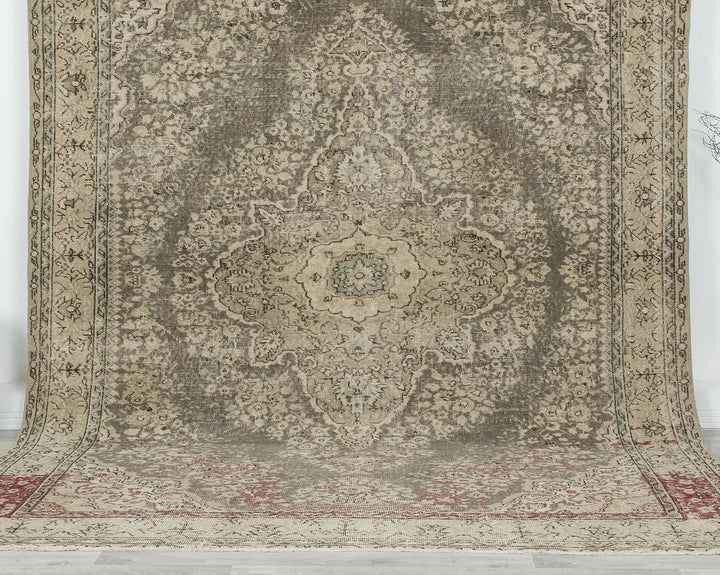 Multicolor Turkish Oushak Rug 6' 11" x 9' 11" Hand-Knotted detail