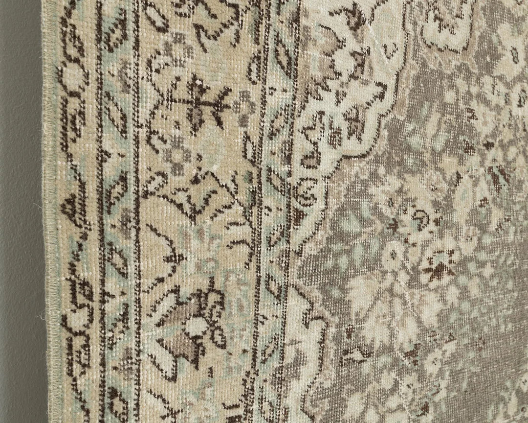 Multicolor Turkish Oushak Rug 6' 11" x 9' 11" Hand-Knotted close-up