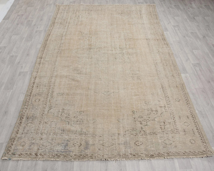 Beige Turkish Oushak Rug 6'11" x 9'11" Hand-Knotted | No. VR90956