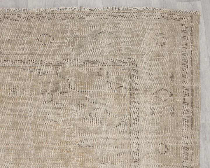 Beige Turkish Oushak Rug 6'11" x 9'11" Hand-Knotted | No. VR90956