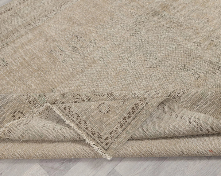 Beige Turkish Oushak Rug 6'11" x 9'11" Hand-Knotted | No. VR90956