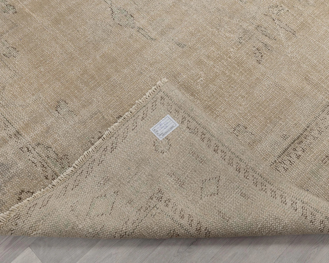 Beige Turkish Oushak Rug 6'11" x 9'11" Hand-Knotted | No. VR90956