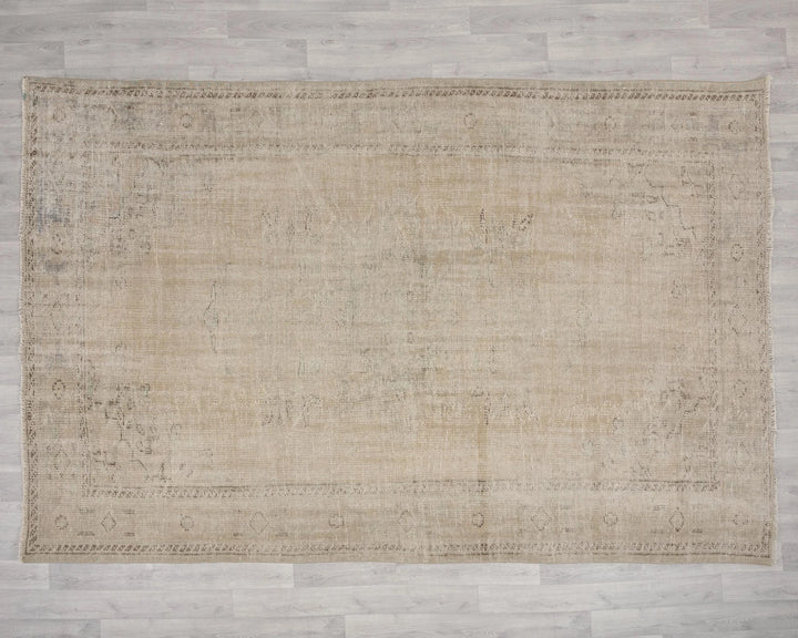 Beige Turkish Oushak Rug 6'11" x 9'11" Hand-Knotted | No. VR90956