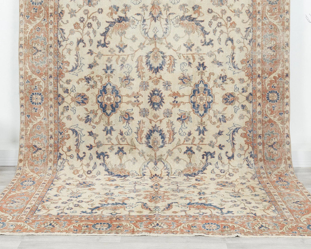 Beige Turkish Oushak Rug 6'3" x 9'8" Hand-Knotted | No. VR91002
