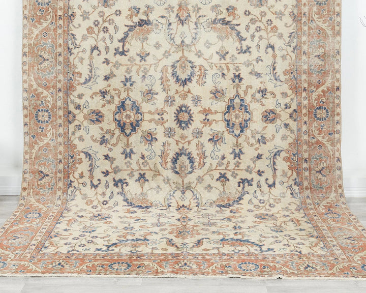 Beige Turkish Oushak Rug 6'3" x 9'8" Hand-Knotted | No. VR91002
