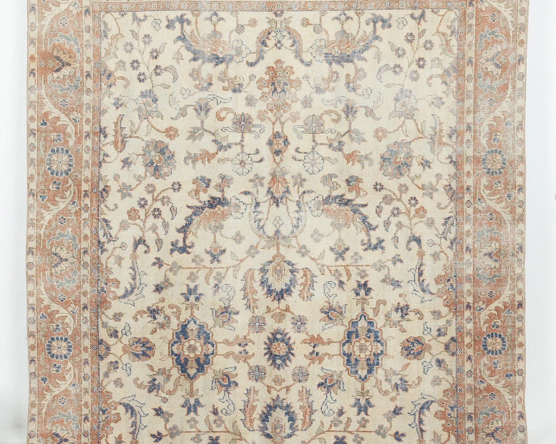 Beige Turkish Oushak Rug 6'3" x 9'8" Hand-Knotted | No. VR91002