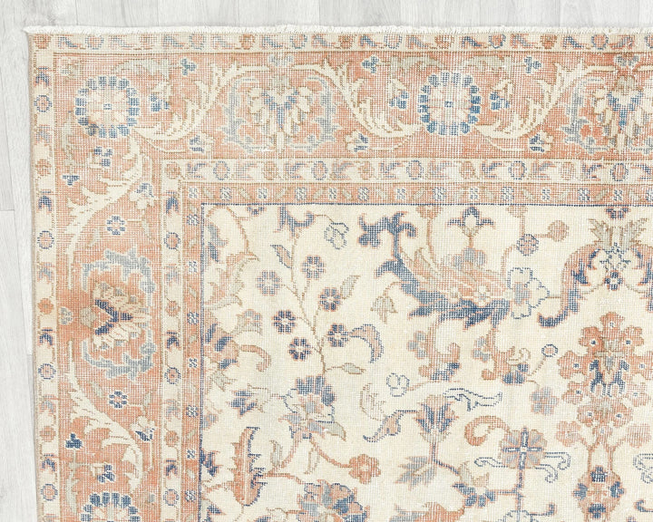 Beige Turkish Oushak Rug 6'3" x 9'8" Hand-Knotted | No. VR91002