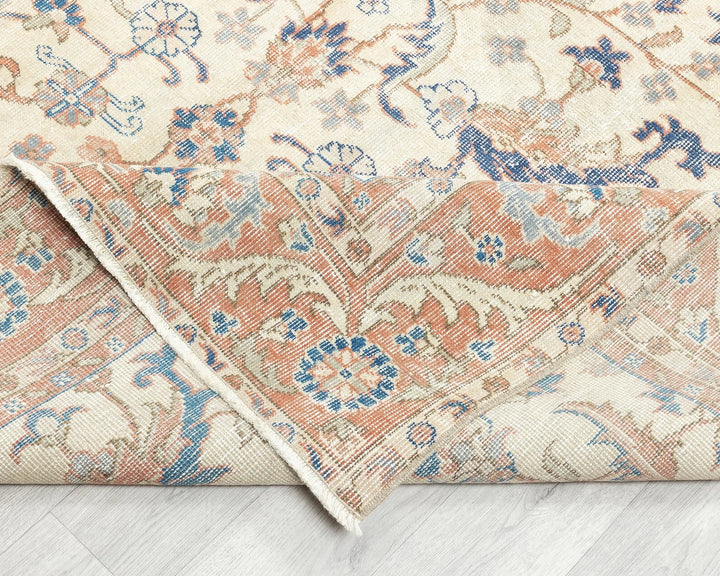 Beige Turkish Oushak Rug 6'3" x 9'8" Hand-Knotted | No. VR91002