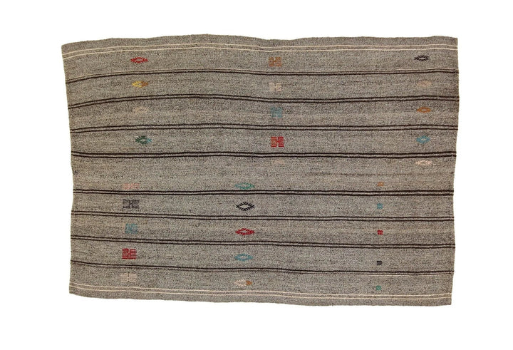 Gray Turkish Kilim Rug 6' 3" x 8' 4" Flat-Weave | No. VR91247