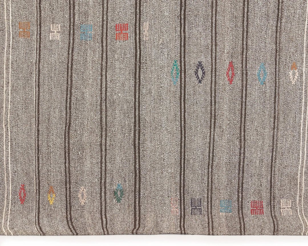 Gray Turkish Kilim Rug 6' 3" x 8' 4" Flat-Weave | No. VR91247
