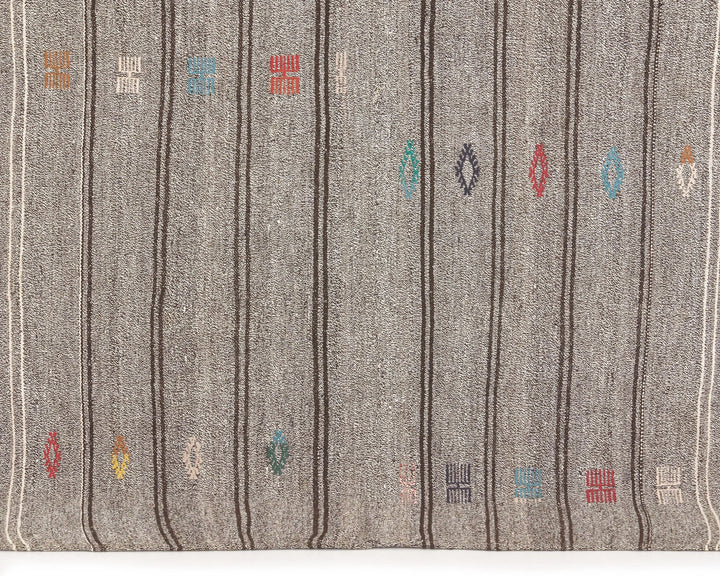 Gray Turkish Kilim Rug 6' 3" x 8' 4" Flat-Weave | No. VR91247