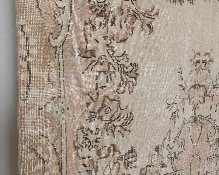 Beige Turkish Oushak Rug 6' 4" x 10' Hand-Knotted | No. VR91281