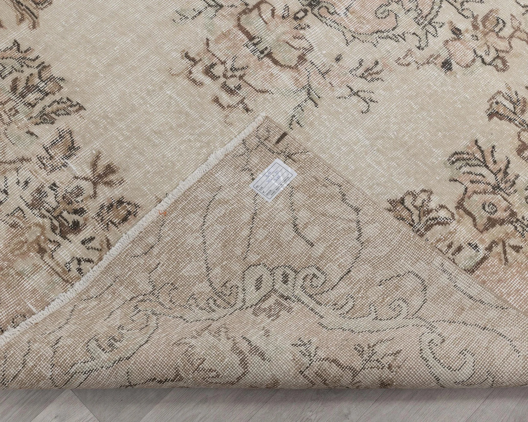Beige Turkish Oushak Rug 6' 4" x 10' Hand-Knotted | No. VR91281