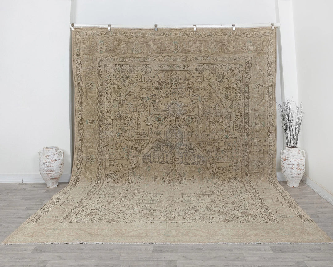 Multicolor Turkish Oushak Rug 9'7" x 12'10" Hand-Knotted