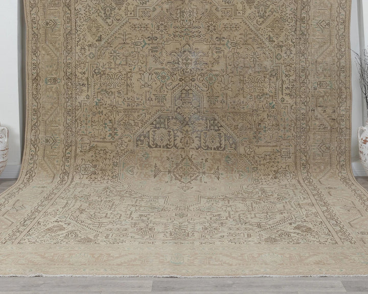 Multicolor Turkish Oushak Rug 9'7" x 12'10" Hand-Knotted detail