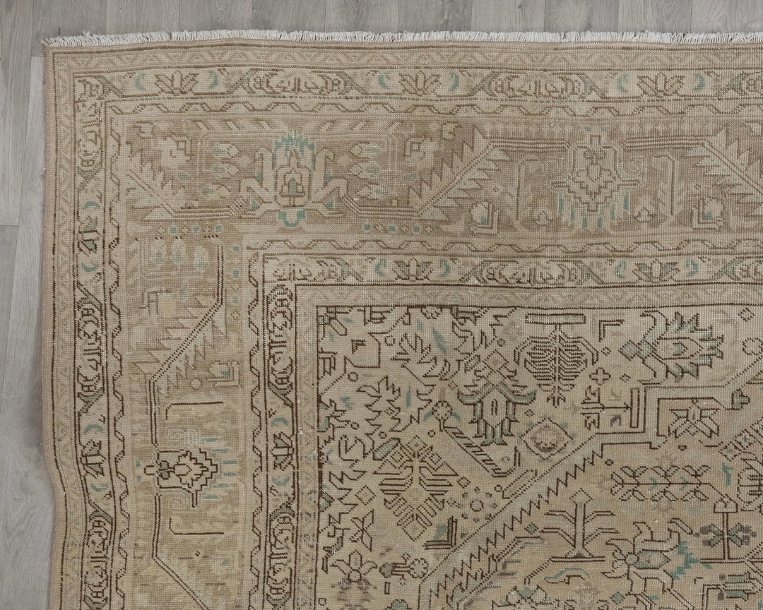 Multicolor Turkish Oushak Rug 9'7" x 12'10" Hand-Knotted pattern