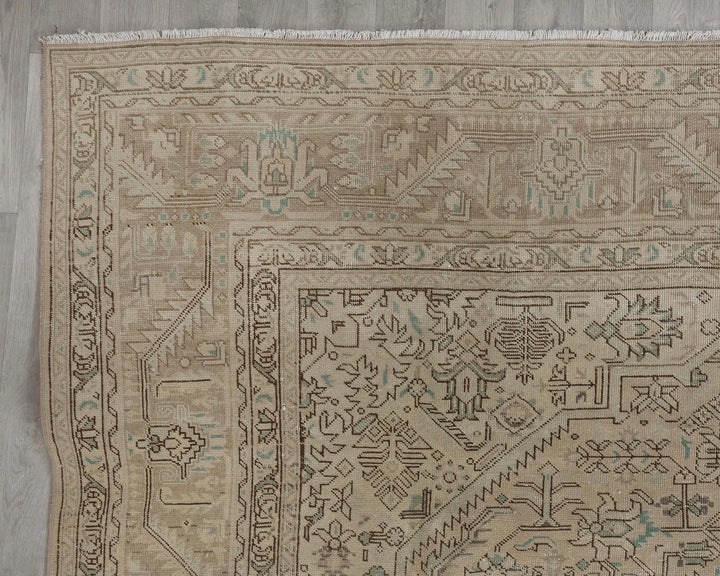 Multicolor Turkish Oushak Rug 9'7" x 12'10" Hand-Knotted pattern