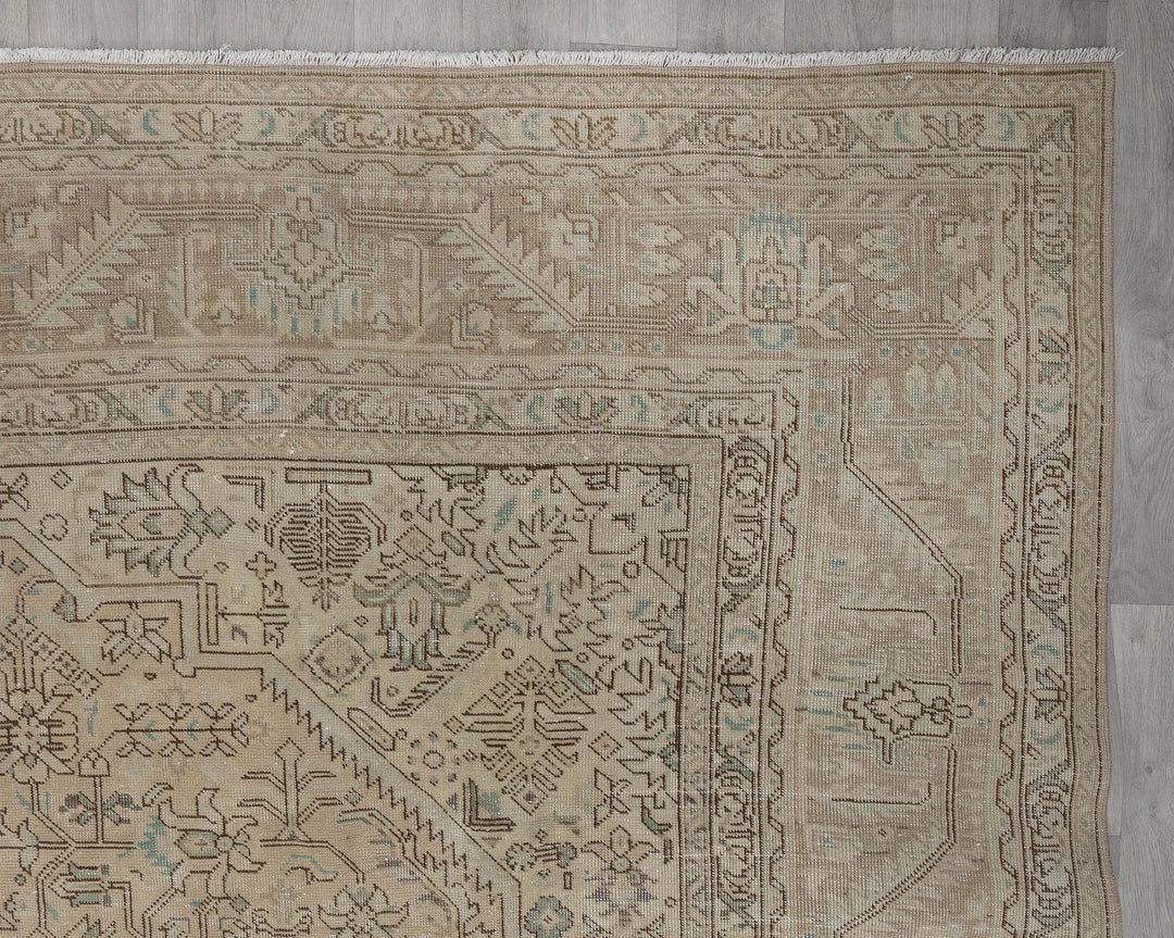 Multicolor Turkish Oushak Rug 9'7" x 12'10" Hand-Knotted border