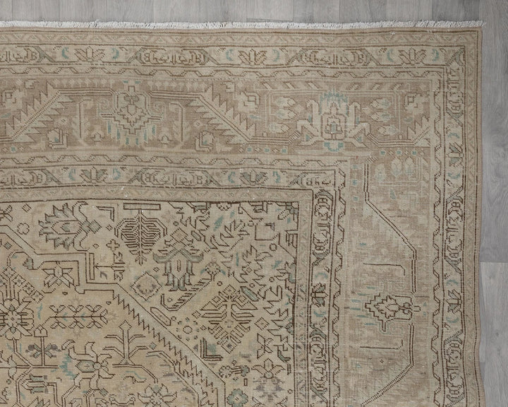 Multicolor Turkish Oushak Rug 9'7" x 12'10" Hand-Knotted border