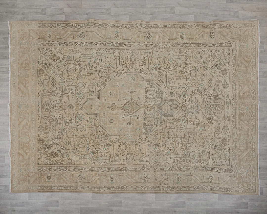 Multicolor Turkish Oushak Rug 9'7" x 12'10" Hand-Knotted reverse