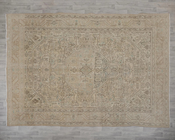 Multicolor Turkish Oushak Rug 9'7" x 12'10" Hand-Knotted reverse