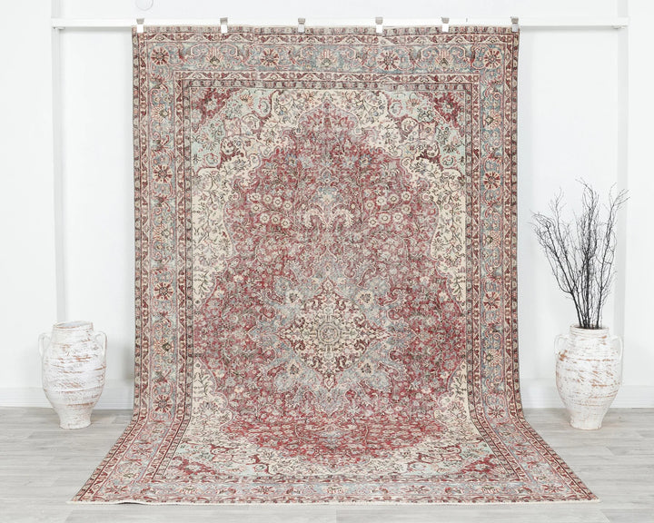 Multicolor Turkish Oushak Rug 6'8" x 10'7" Hand-Knotted | No. VR91384