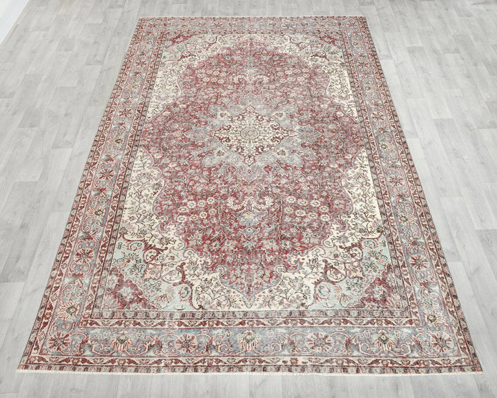 Multicolor Turkish Oushak Rug 6'8" x 10'7" Hand-Knotted | No. VR91384