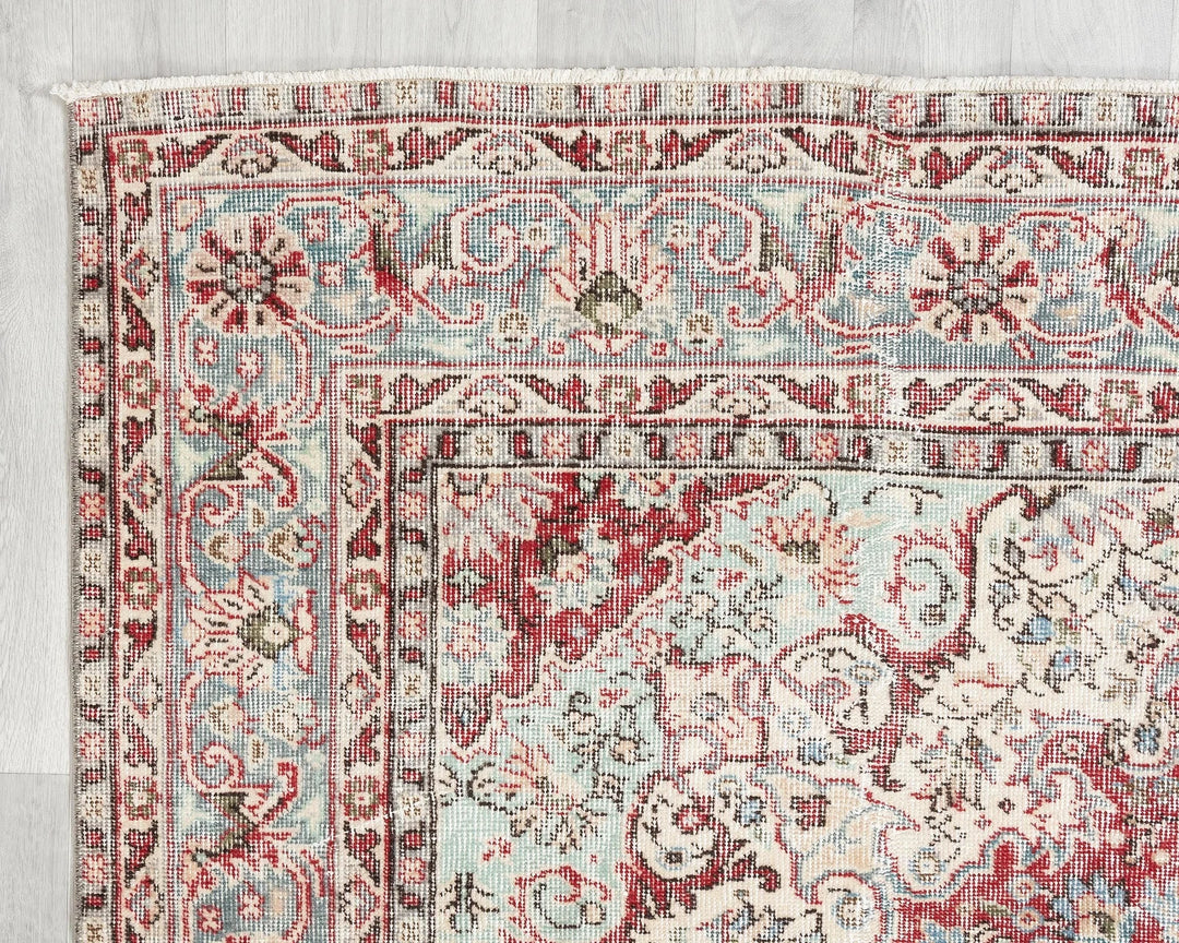Multicolor Turkish Oushak Rug 6'8" x 10'7" Hand-Knotted | No. VR91384