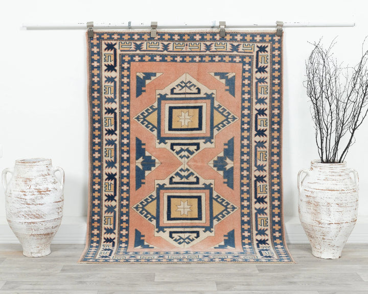 Multicolor Turkish Oushak Rug 3'10" x 5'1" Hand-Knotted | No. VR91392