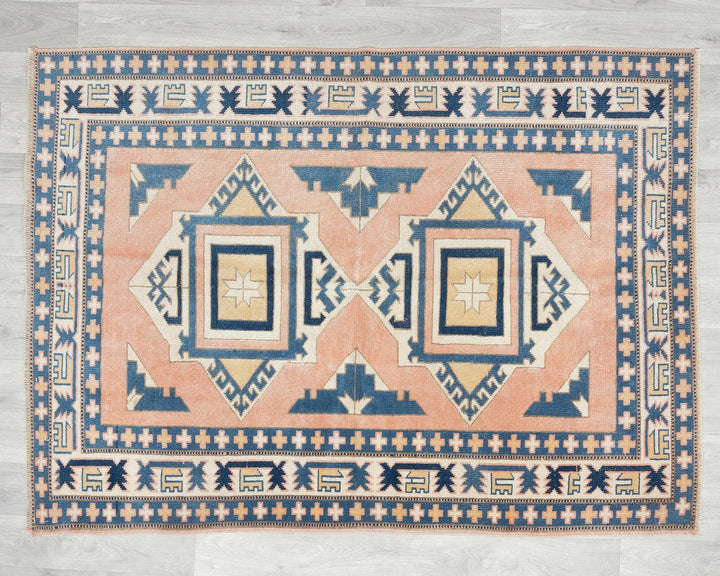 Multicolor Turkish Oushak Rug 3'10" x 5'1" Hand-Knotted | No. VR91392