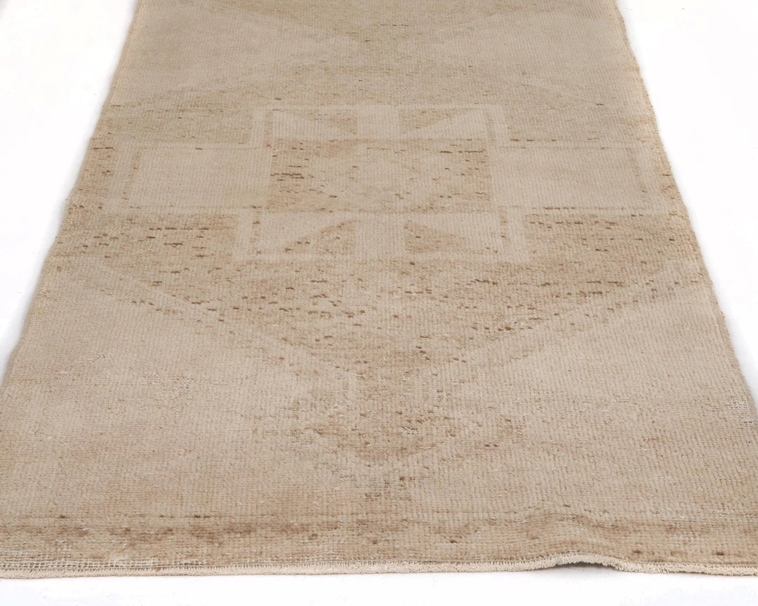 Beige Turkish Oushak Rug 2'7" x 12'7" Hand-Knotted | No. VR91456